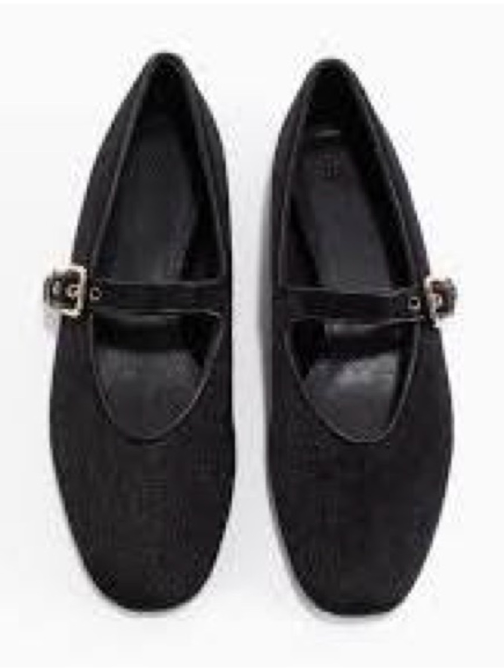 H&M Black Mary Jane Flats with Gold Buckle Detail